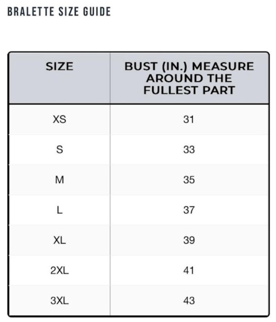 Bralette size guide